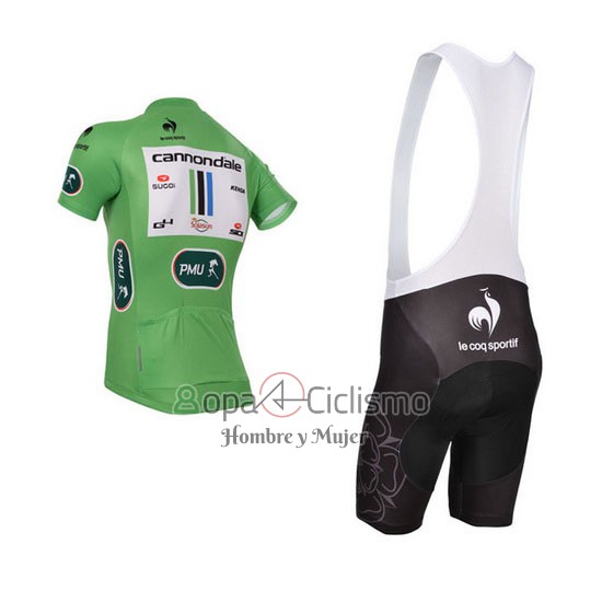 Cannondale Lider Ropa Ciclismo Culotte Corto 2013 Hombre Mangas Cortas Verde y Blanco